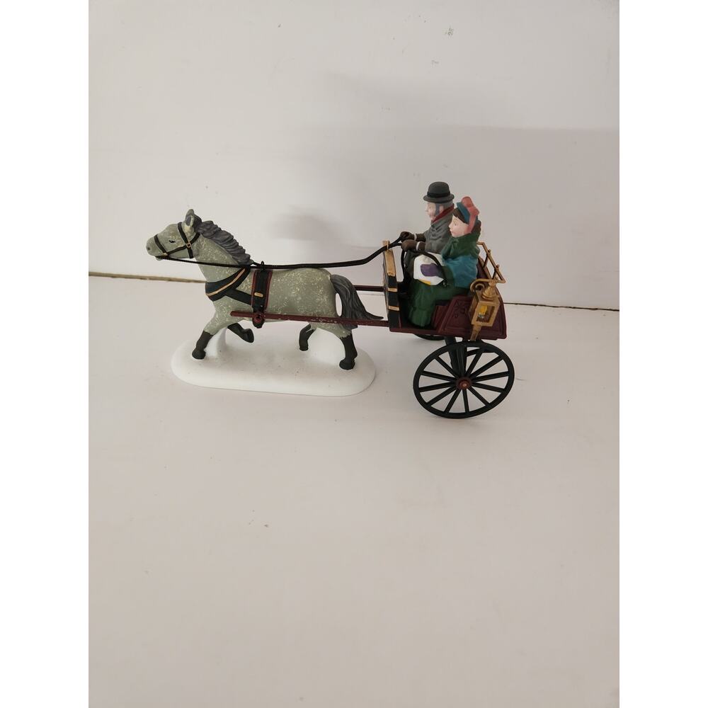 Dept 56 Heritage Village Red Christmas Sulky Horse&Buggy Porcelain